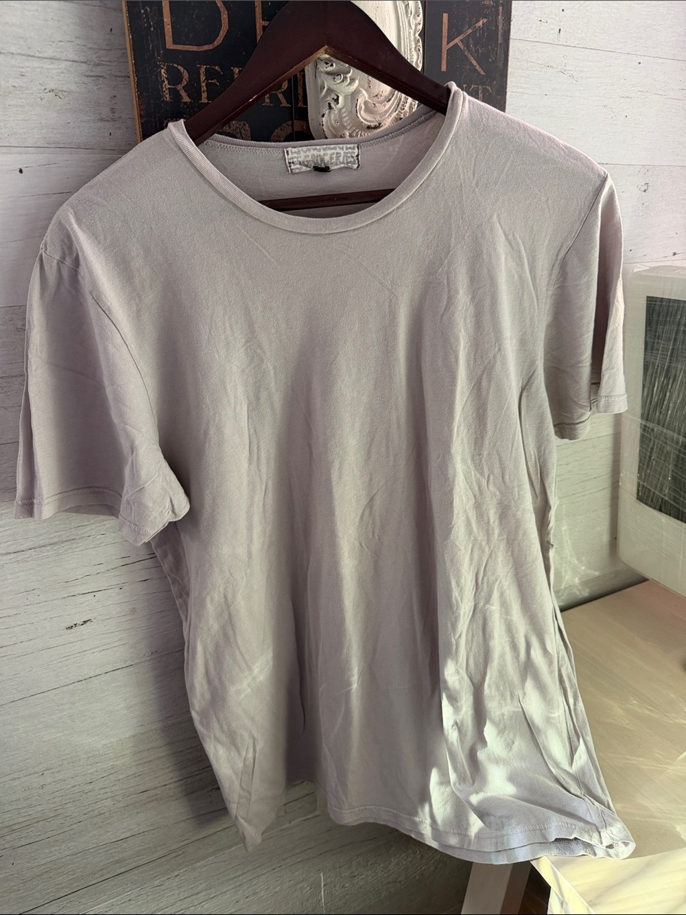 Men's Groceries 100% GMO FREE ORGANIC COTTON Crewneck Tee in Light Gray